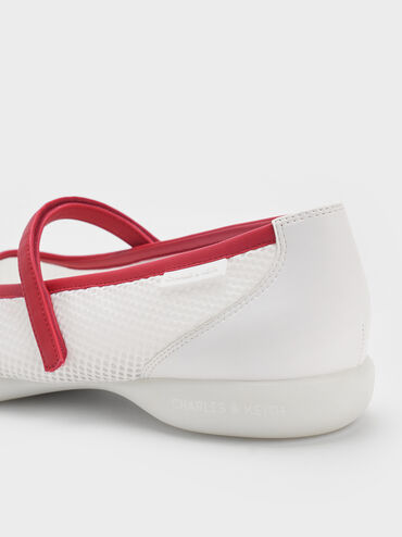 Mesh Contrast-Trim Mary Jane Sneakers, Red, hi-res