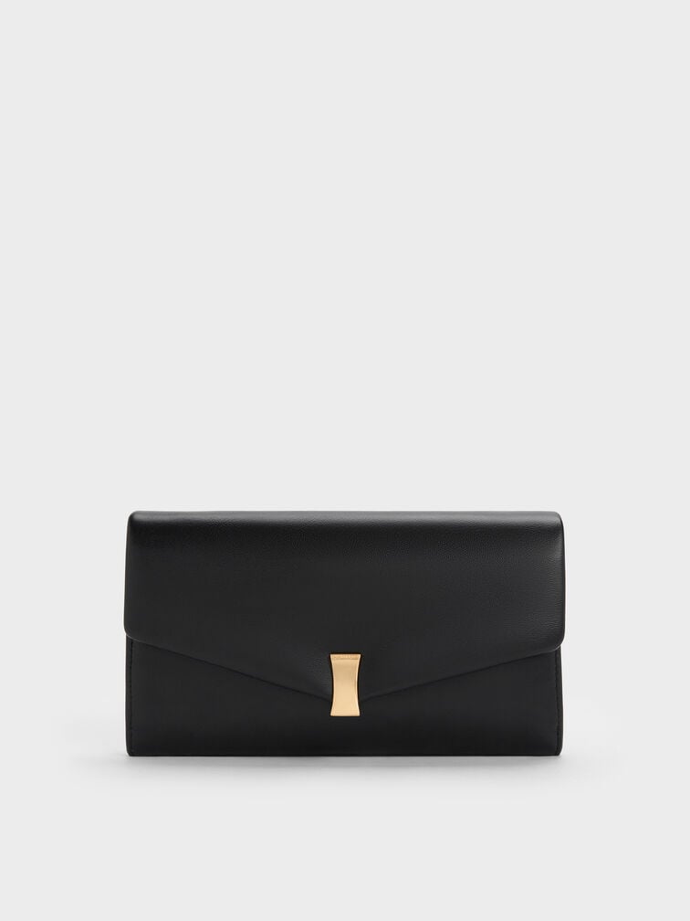 Lilibet Metallic-Accent Chain-Strap Long Wallet, Black, hi-res
