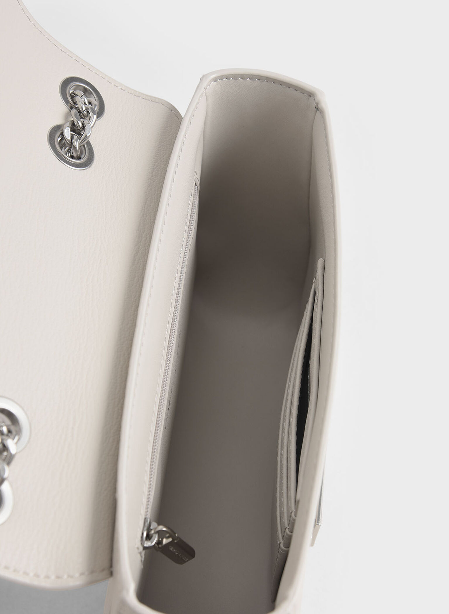 Chain Strap Shoulder Bag, Light Grey, hi-res