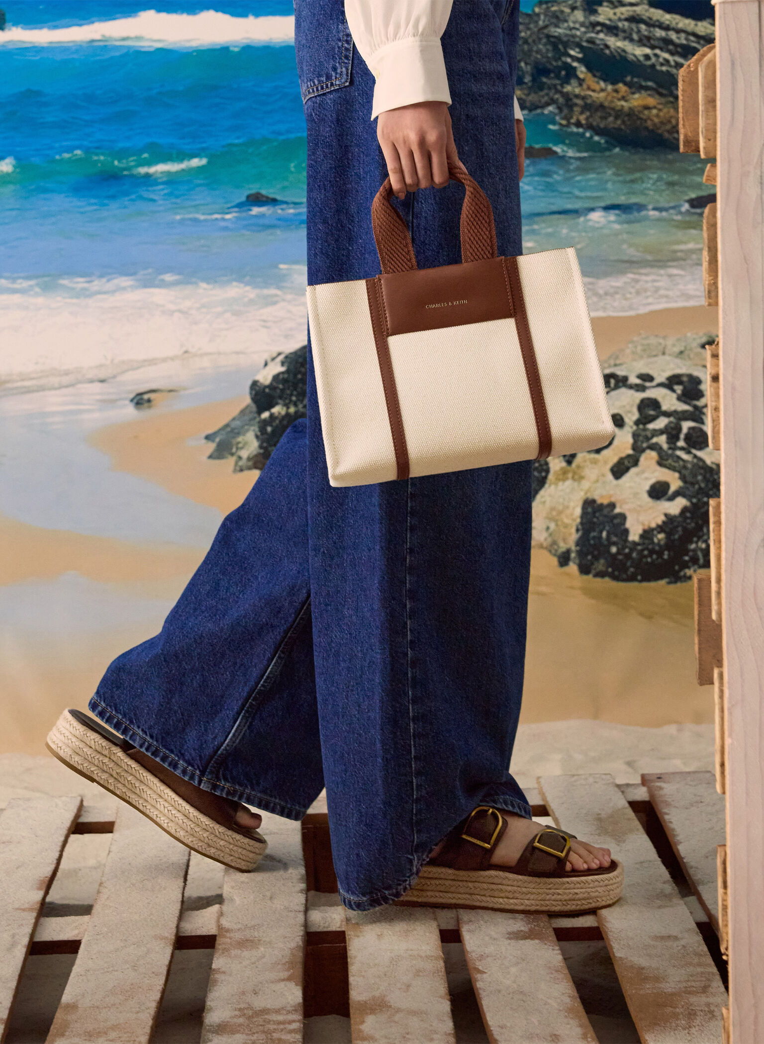 Mini Shalia Canvas Tote Bag, Beige Canvas, hi-res