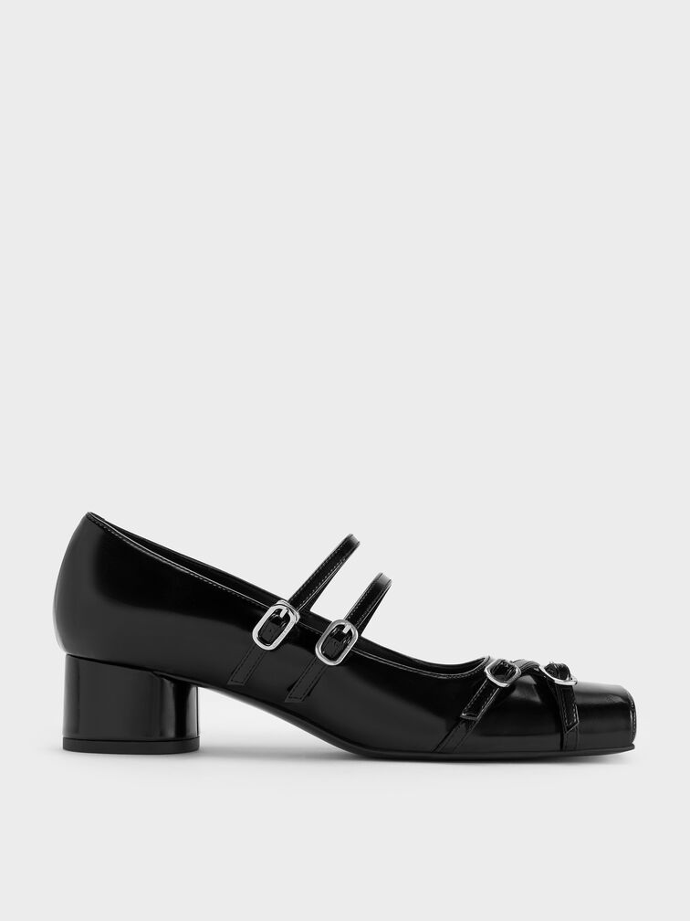 Double-Strap Mary Jane Pumps, Black Box, hi-res