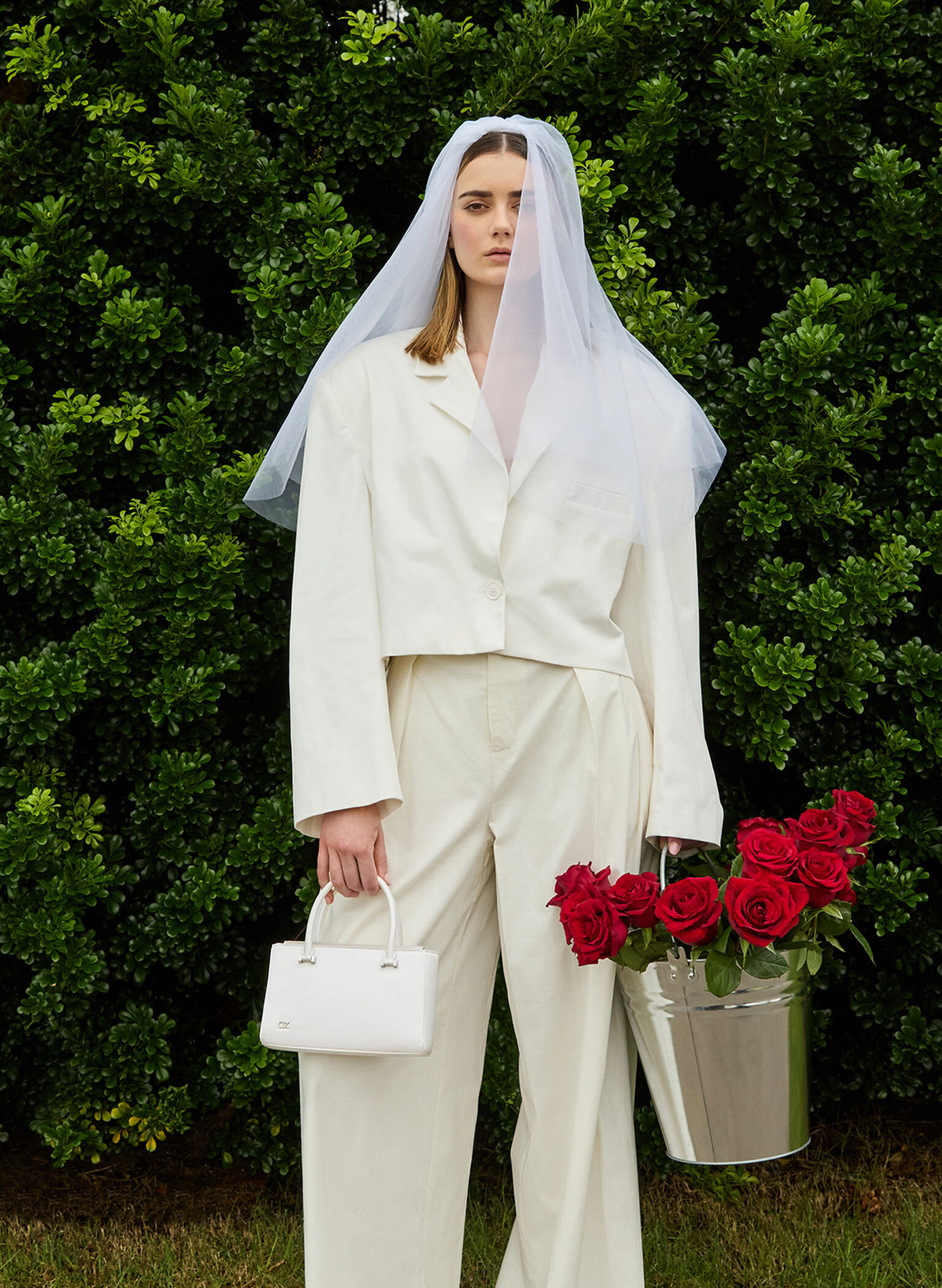 Satin Boxy Tote Bag, White, hi-res