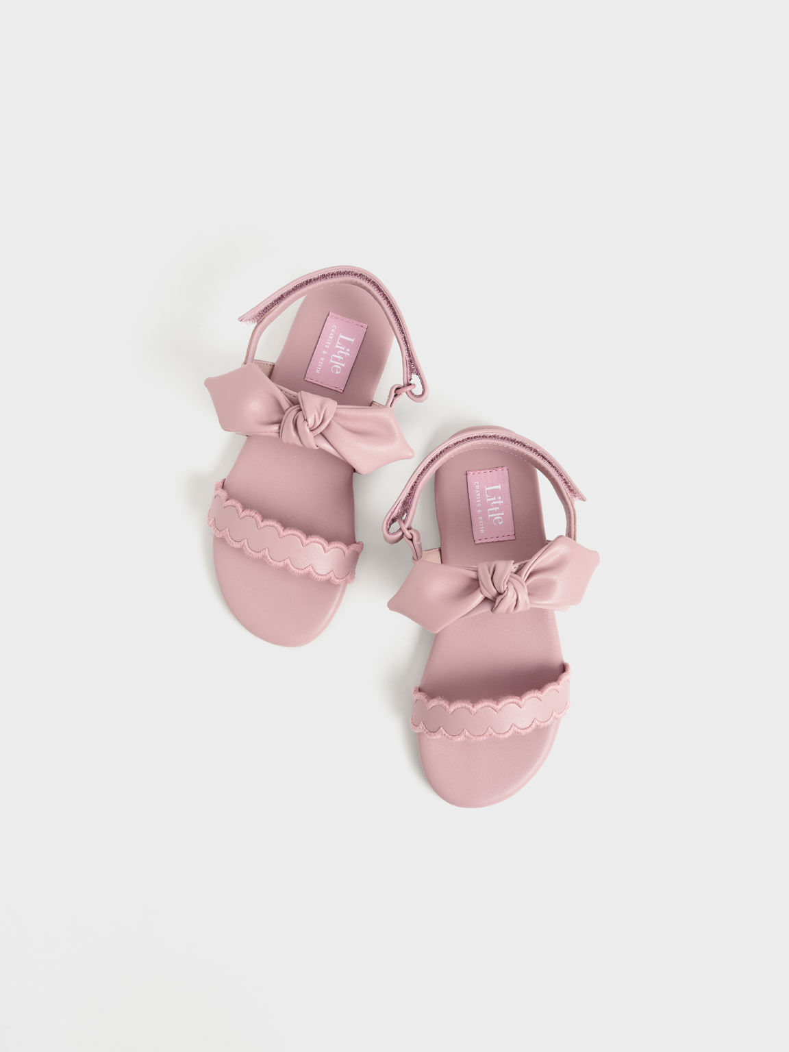 Girls' Bow-Tie Flat Sandals, Pink, hi-res