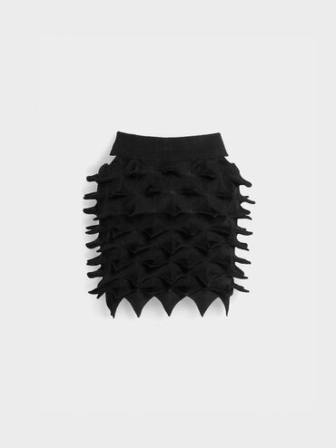 Spike Textured Mini Skirt, Black, hi-res