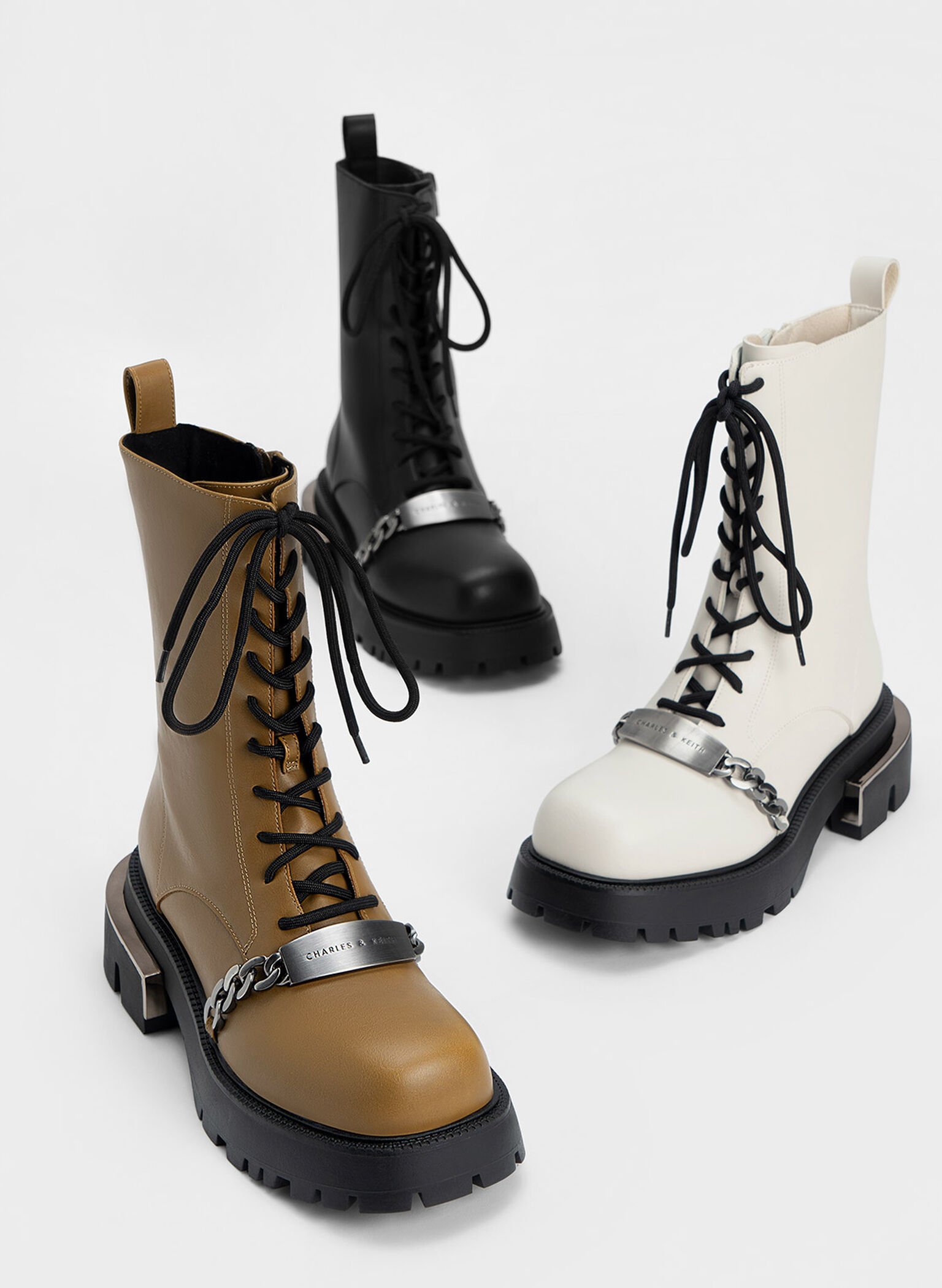 Selma Metallic Accent Lace-Up Boots, Black, hi-res