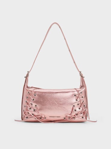 Xylia Grommet Lace-Up Shoulder Bag, Aura Pink, hi-res