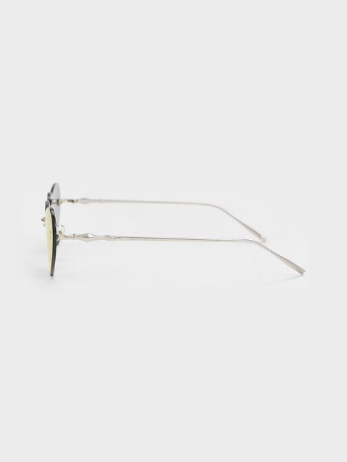 Heart-Shaped Cat-Eye Sunglasses, Silver, hi-res