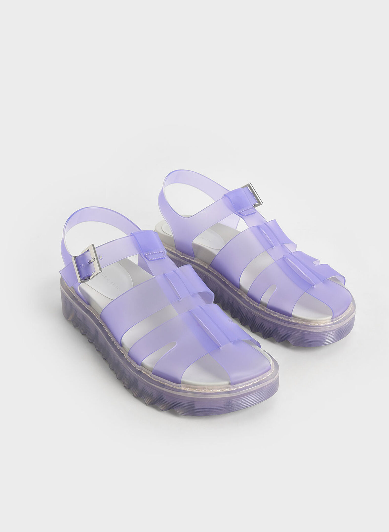 Translucent Caged Sandals, Purple, hi-res