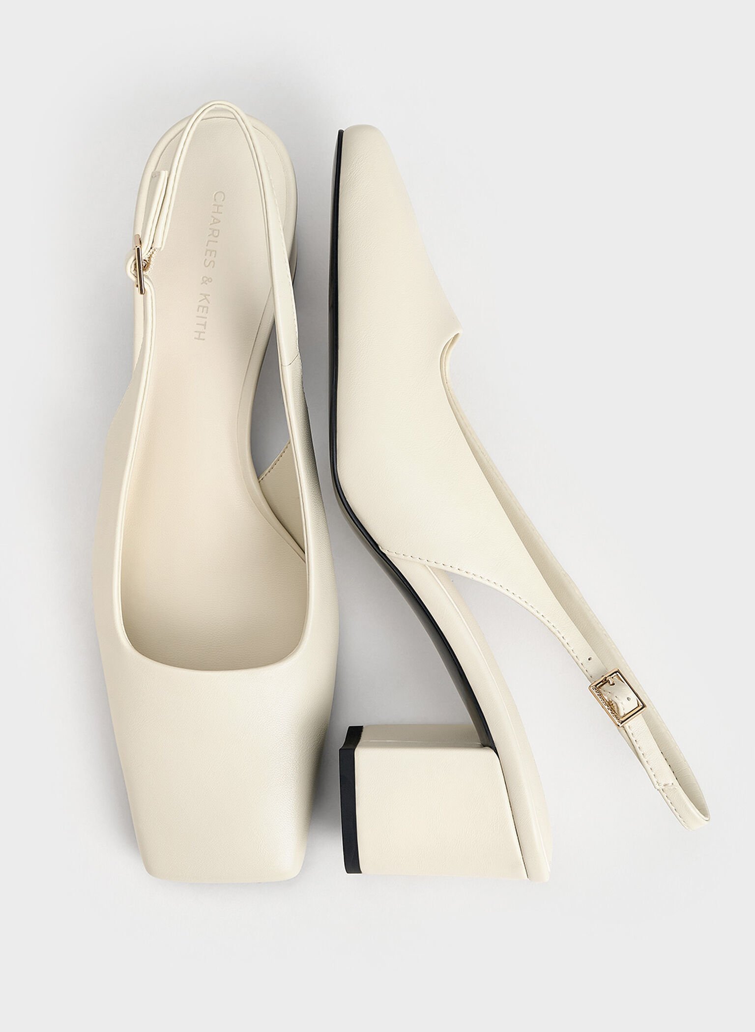 Square-Toe Slingback Pumps, Chalk, hi-res