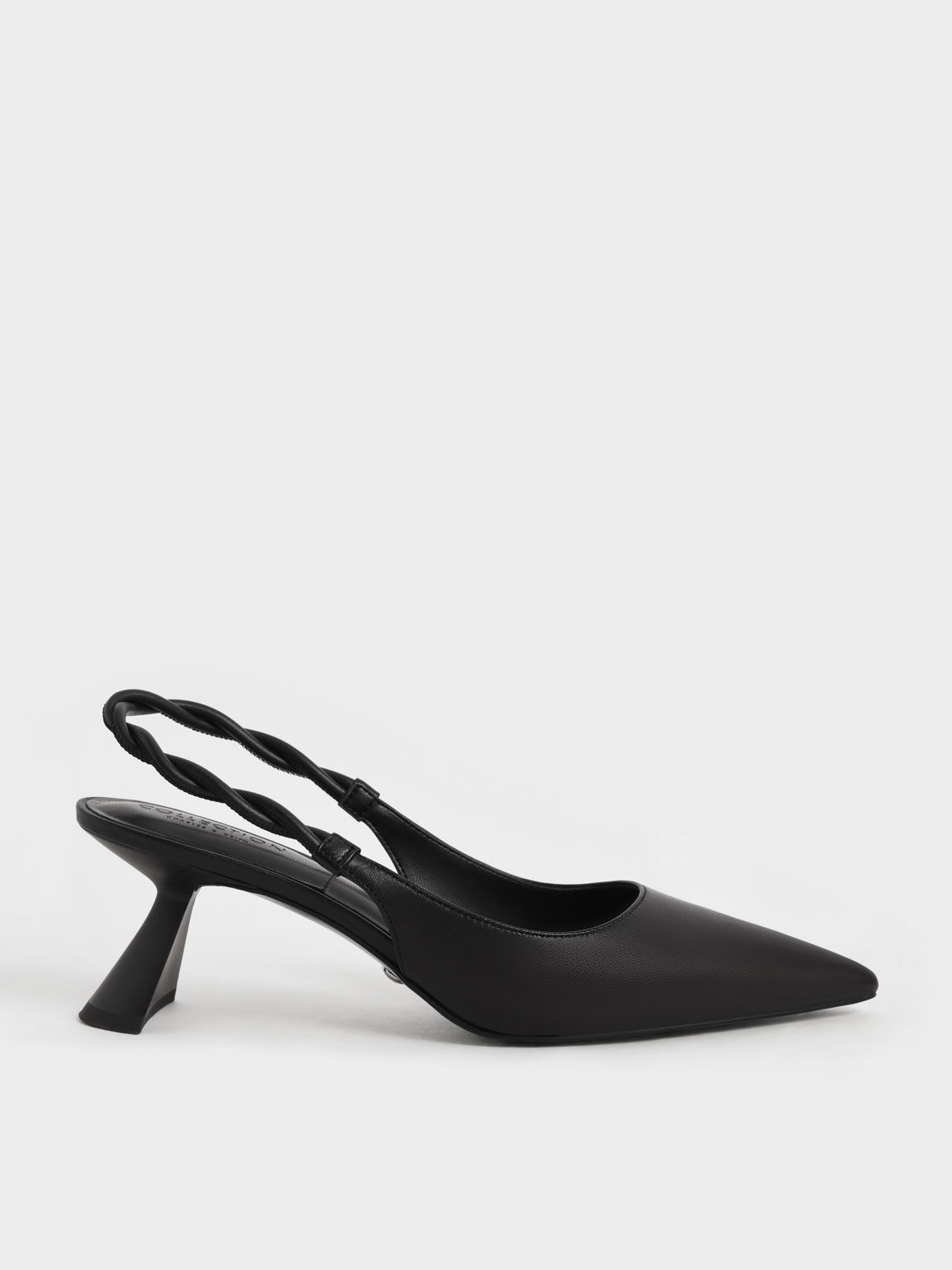 Leather Braided Slingback Pumps Black