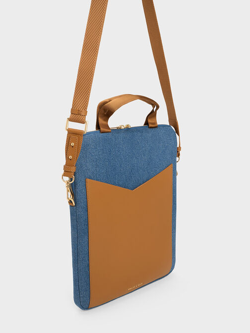 Gaia Denim Laptop Bag, Denim Blue, hi-res