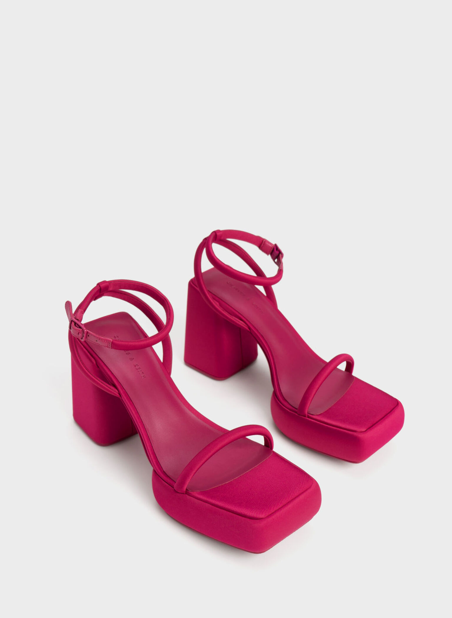 Lucile Satin Platform Sandals, Red, hi-res