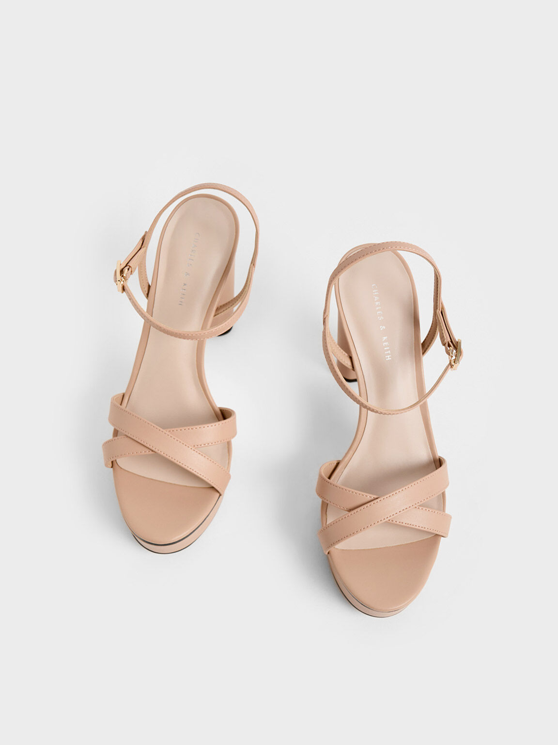 Nude strappy platform sandals top