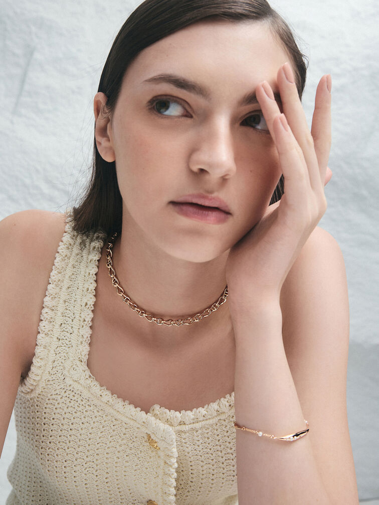 Nyra Mixed-Link Chain Necklace, Rose Gold, hi-res
