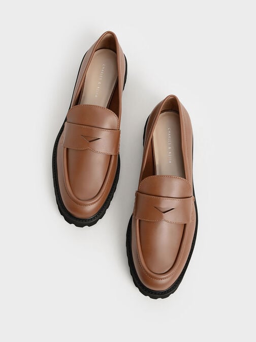 Chunky Penny Loafers, Cognac, hi-res