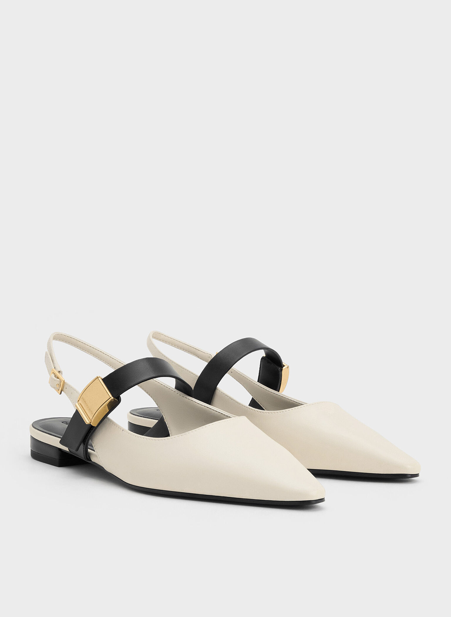 Yvette Pointed-Toe Mary Jane Flats, Chalk, hi-res