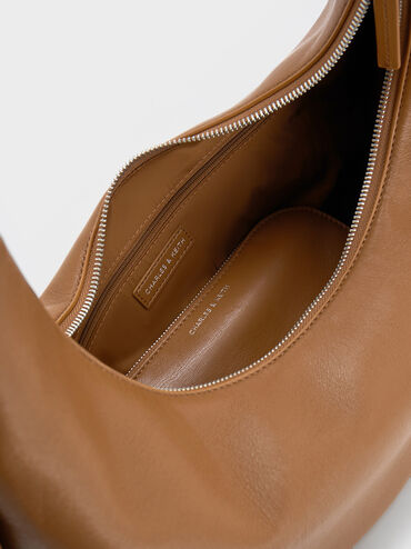 Toni Knotted Crescent Hobo Bag, Chocolate, hi-res