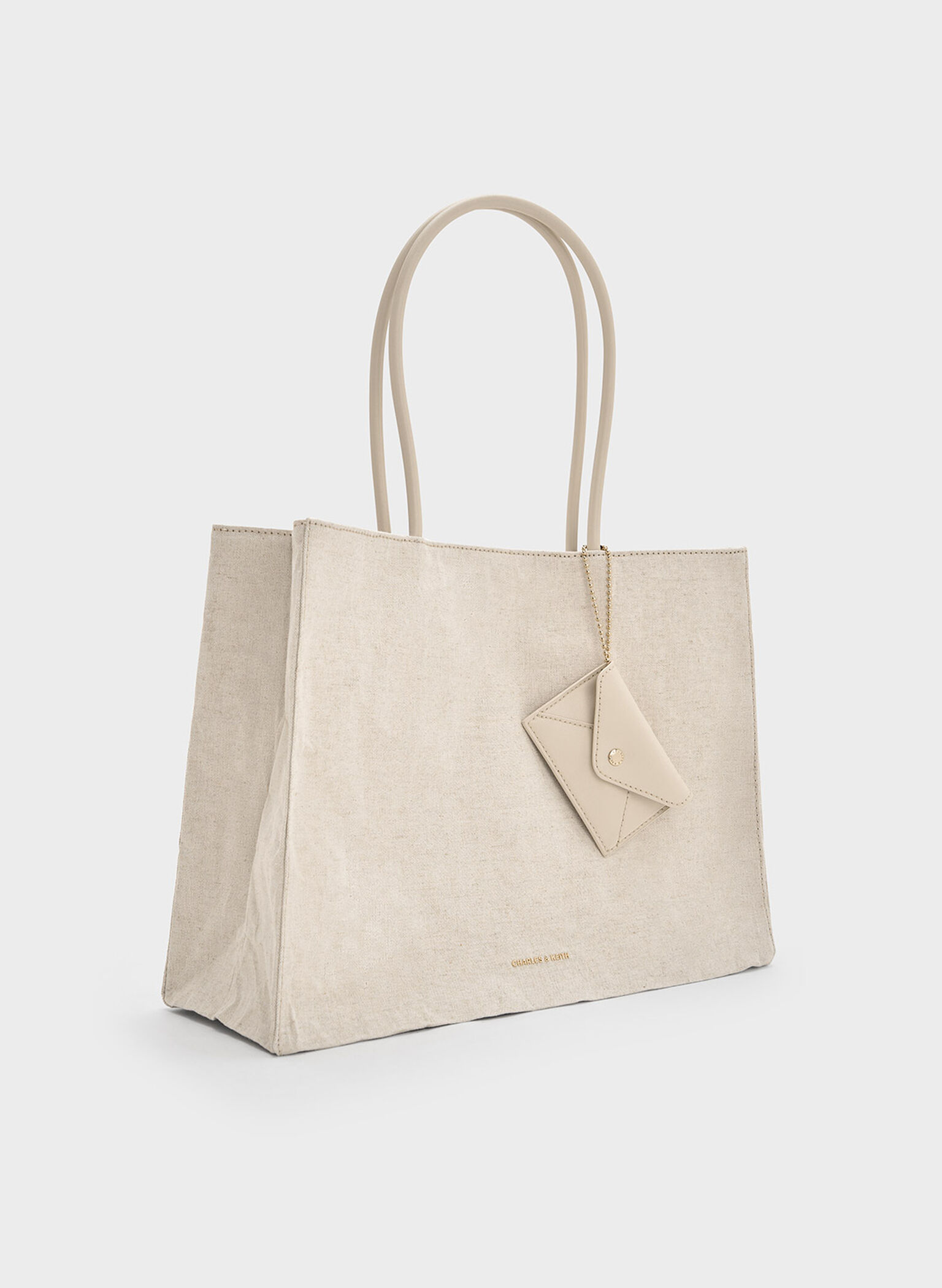 Large Matina Linen Tote Bag, Beige, hi-res