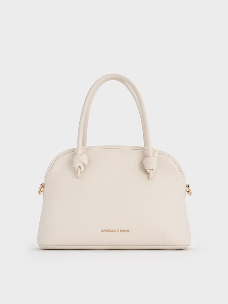 Sammie Knotted-Handle Bowling Bag, Cream, hi-res