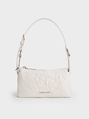Lark Crinkle-Effect Shoulder Bag, Cream, hi-res