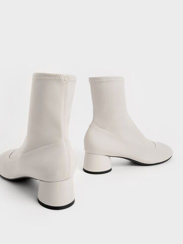 Stitch-Trim Cylindrical Heel Ankle Boots, Chalk, hi-res