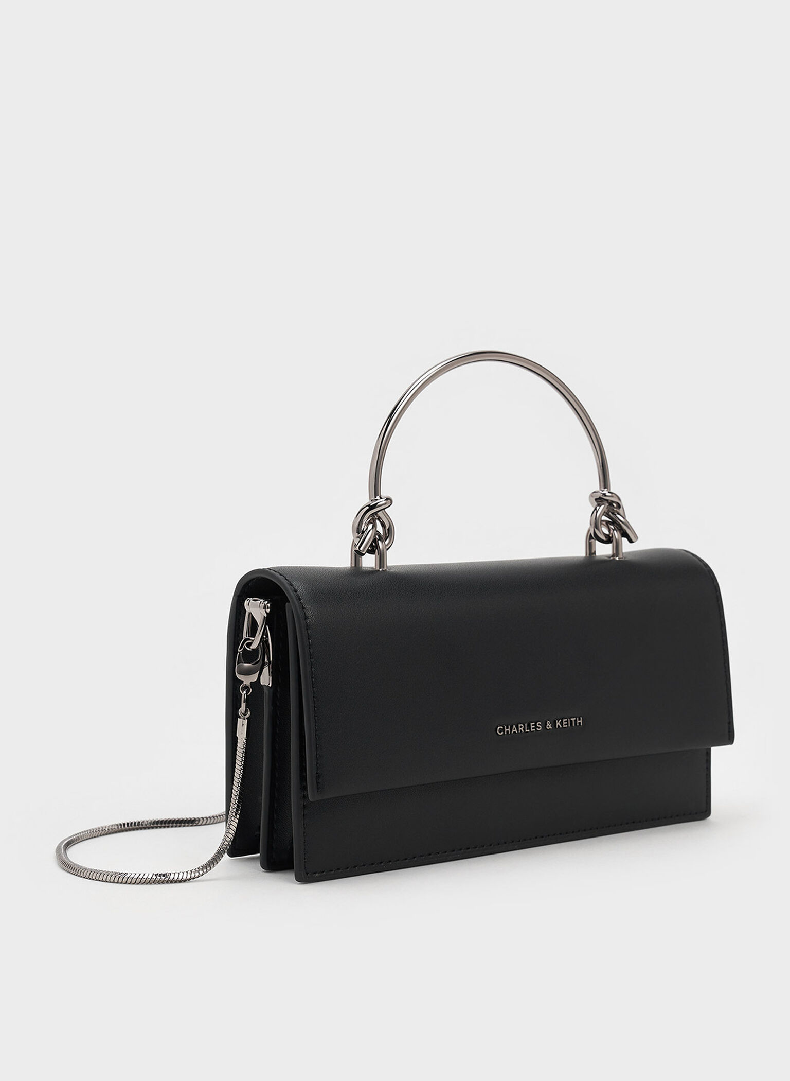 Kristine Sculptural-Handle Long Wallet, Noir, hi-res