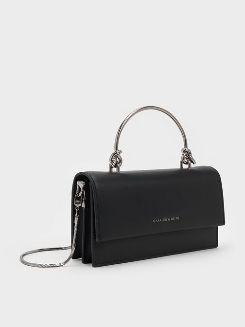 Kristine Sculptural-Handle Long Wallet, Noir, hi-res