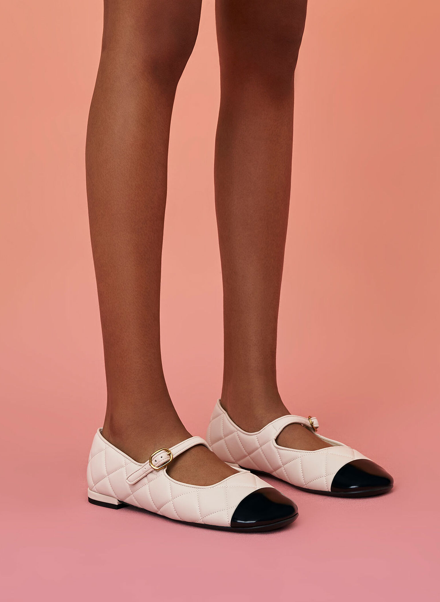 Cap-Toe Quilted Mary Janes, Chalk, hi-res