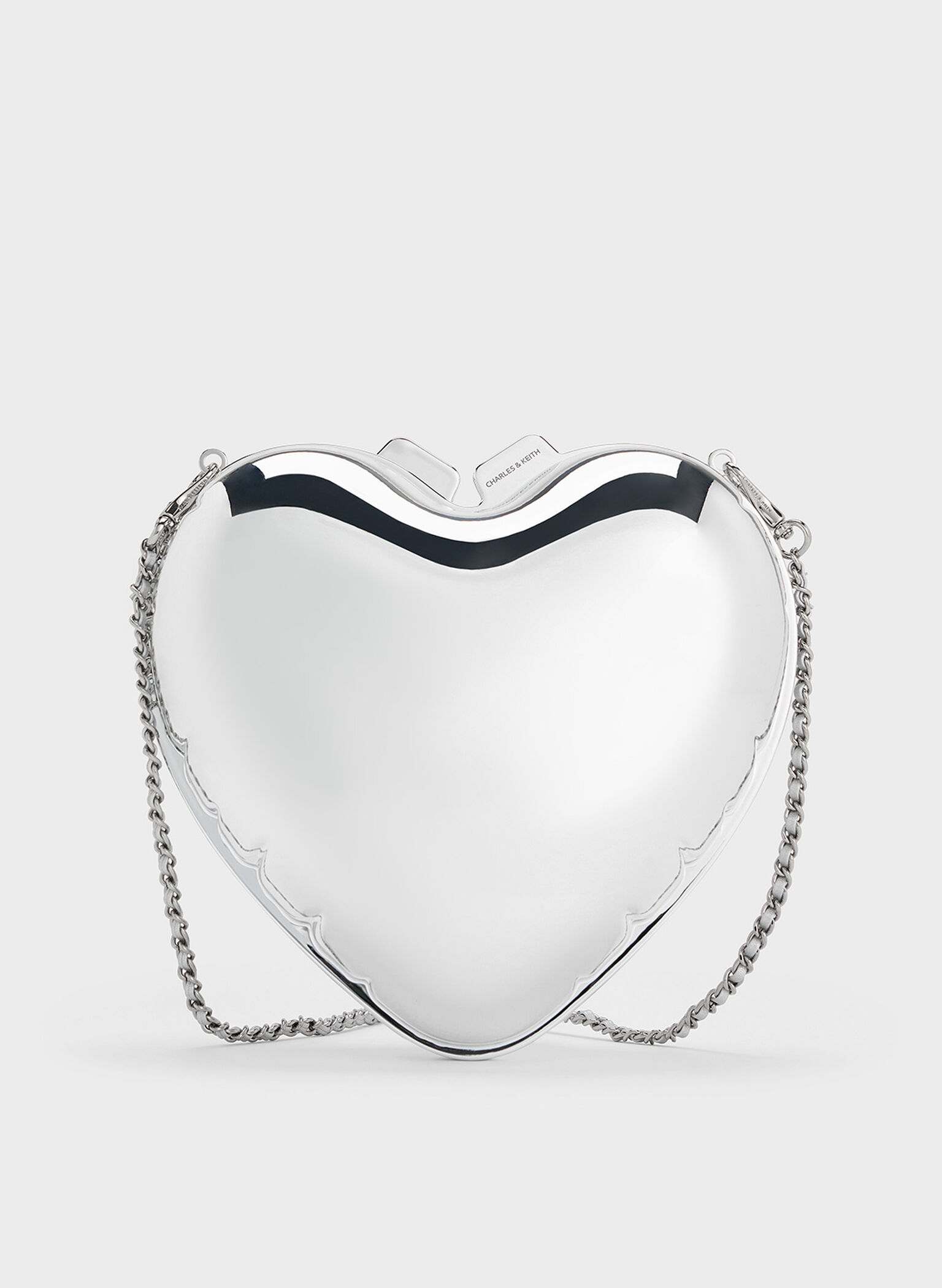 Metallic Heart Crossbody Bag, Silver, hi-res