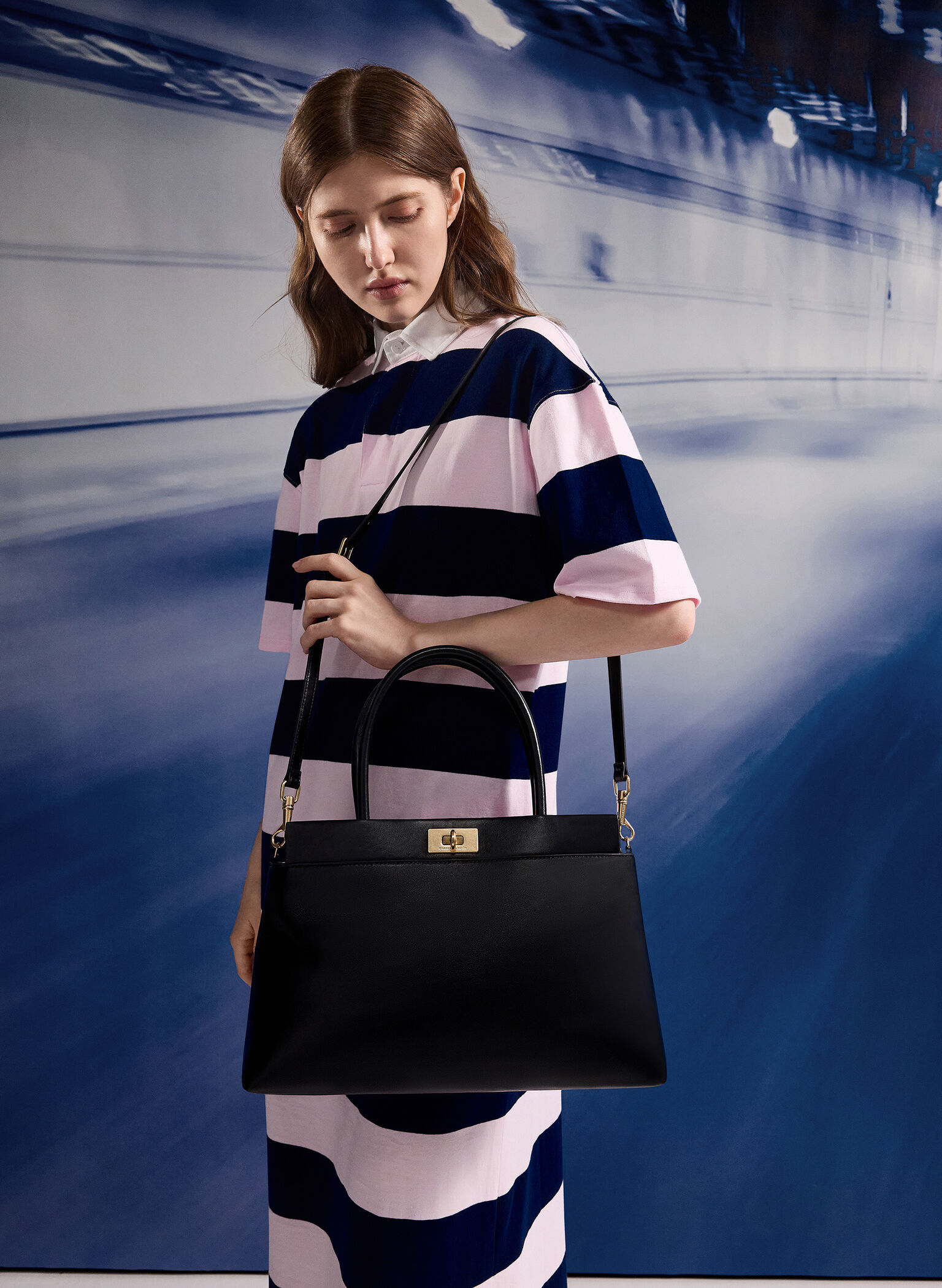 Lennie Top Handle Satchel Bag, Black, hi-res
