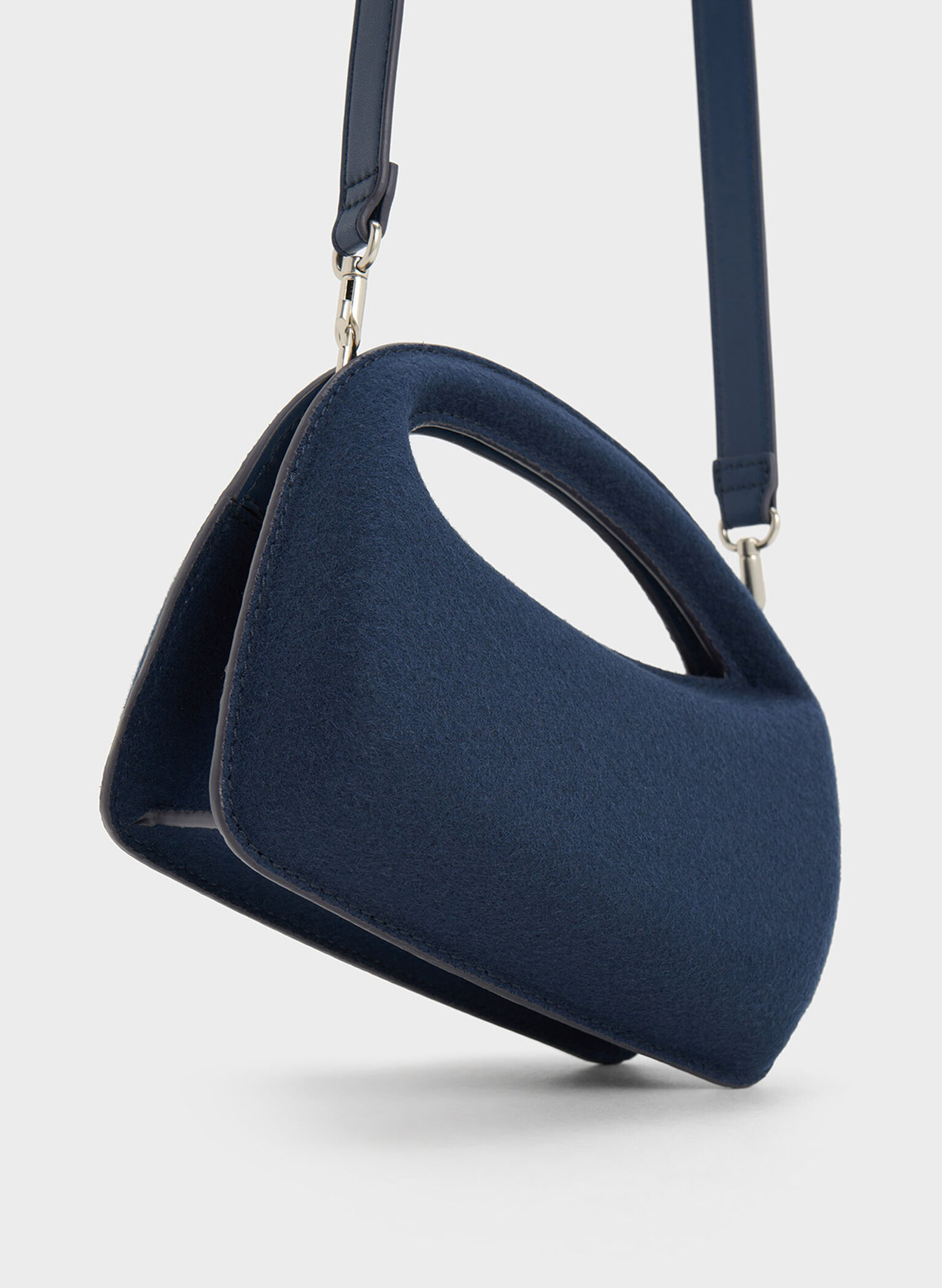 Mini Cocoon Textured Top Handle Bag, Navy, hi-res
