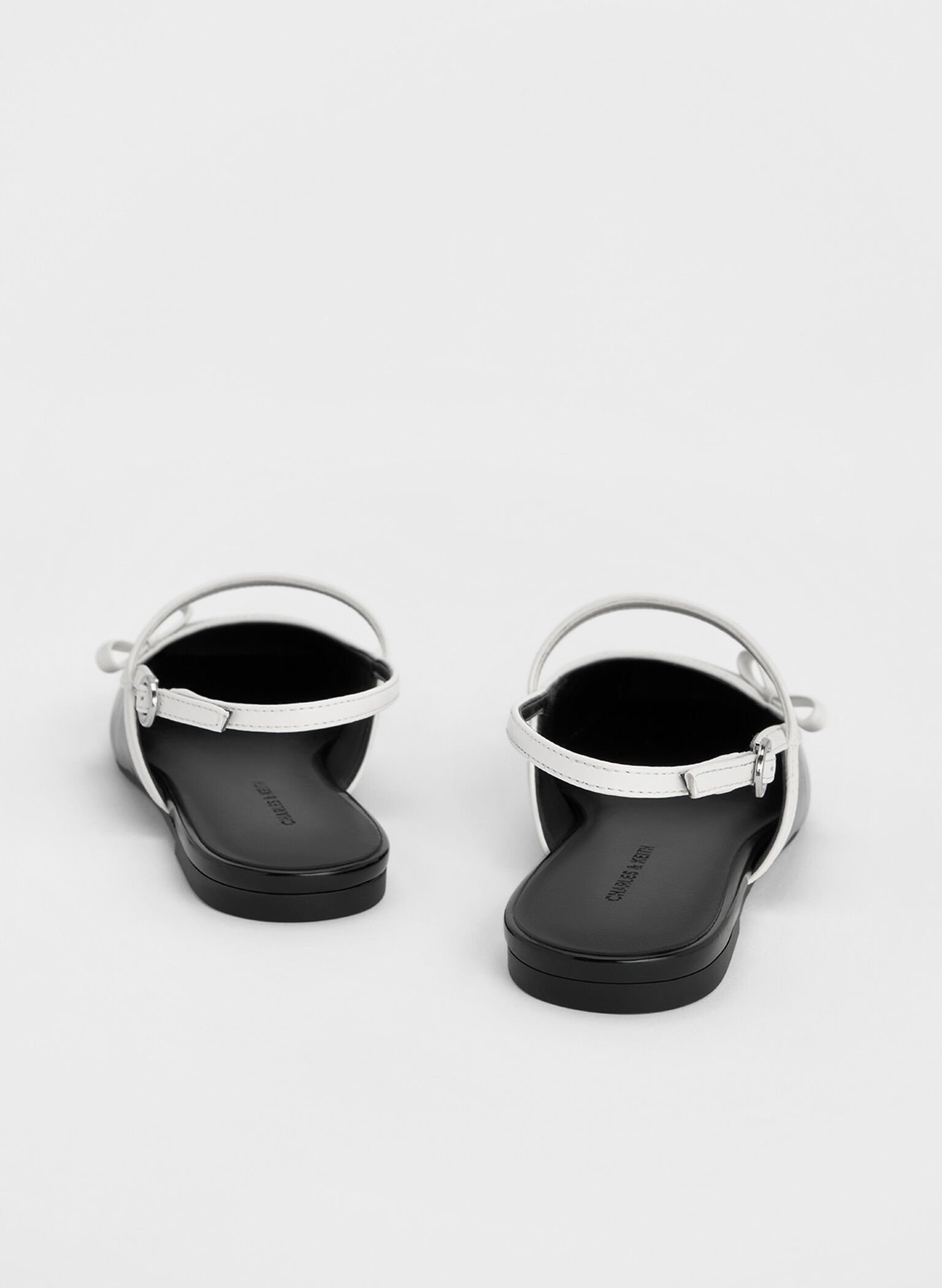 Two-Tone Bow Slingback Mary Jane Flats, Black Box, hi-res