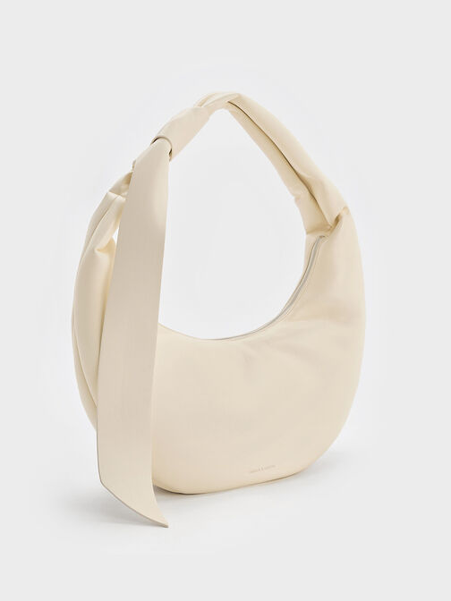 Toni Knotted Crescent Hobo Bag, Chalk, hi-res