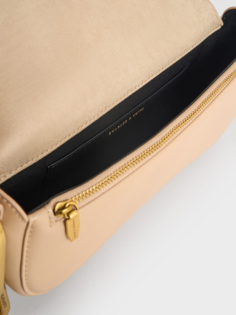 Kora Metallic-Accent Elongated Bag, Beige, hi-res