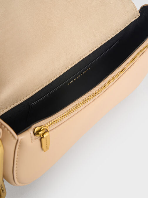 Kora Metallic-Accent Elongated Bag, Beige, hi-res