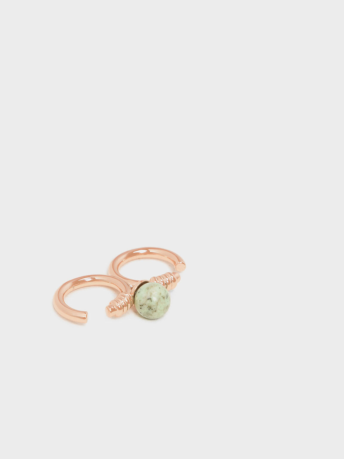 Turquoise Stone Double Ring, Rose Gold, hi-res