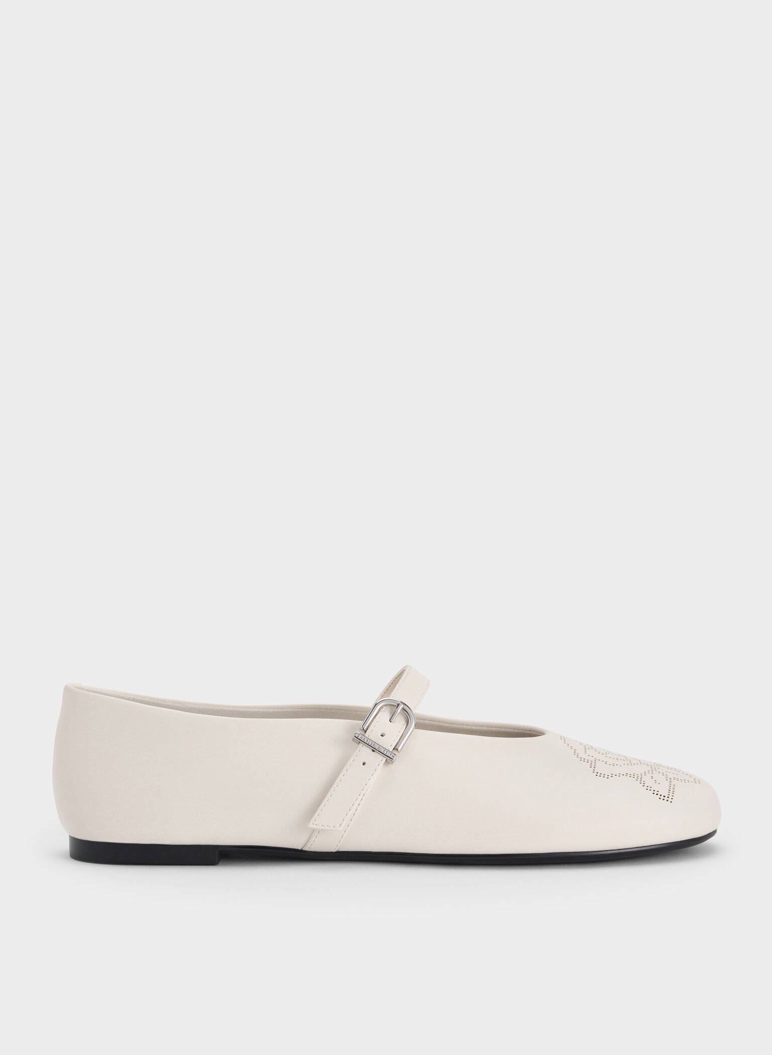 Perforated Rose High-Vamp Mary Janes, Chalk, hi-res