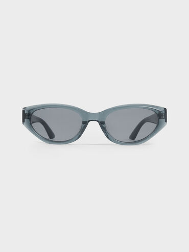 Bijou Recycled Acetate Cateye Sunglasses, Teal, hi-res