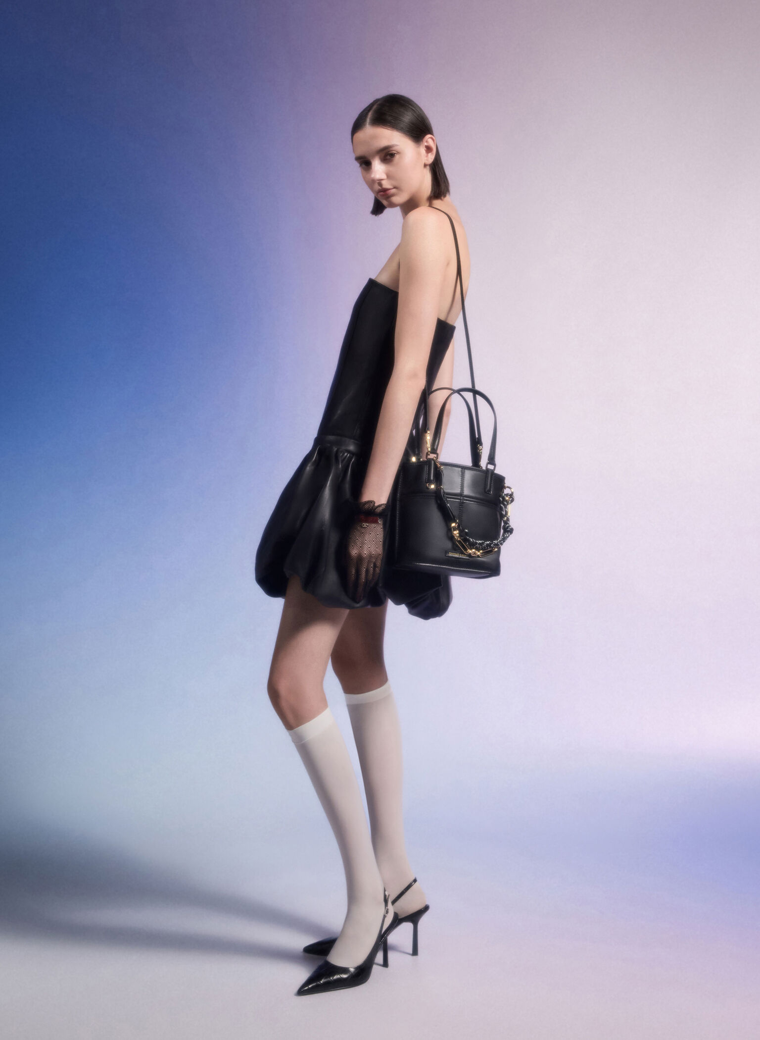Addison Knotted-Rope Reversible Tote Bag, Black, hi-res