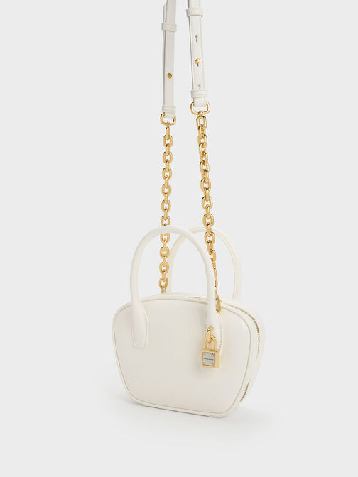 Suki Padlock Tote Bag, White, hi-res