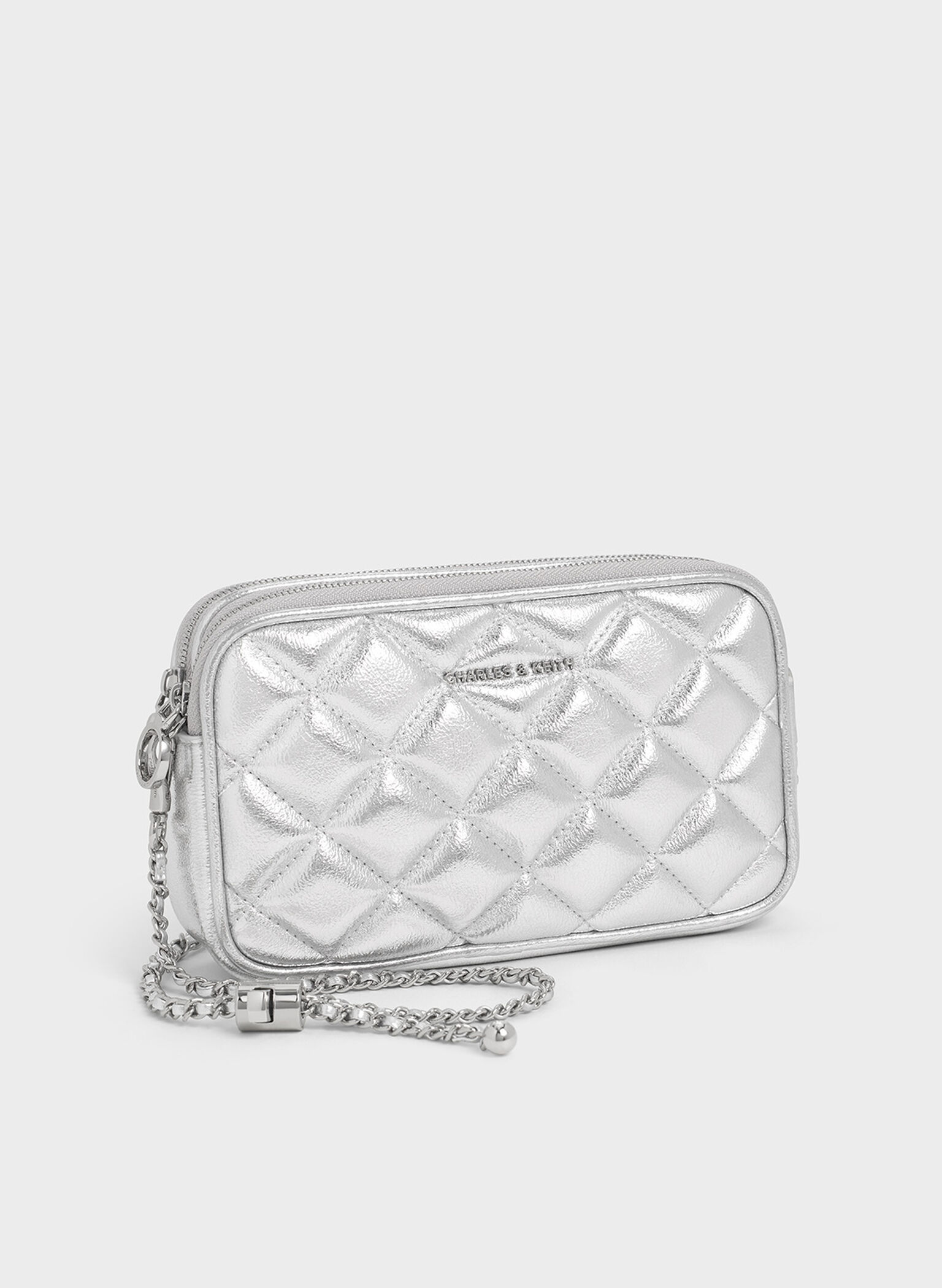 Mini Apfra Quilted Crossbody Bag, Silver, hi-res