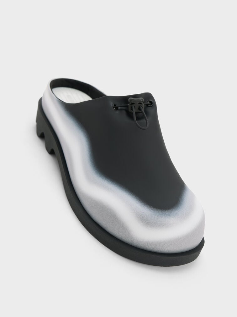 Gradient Wave Slip-On Mules, Black, hi-res