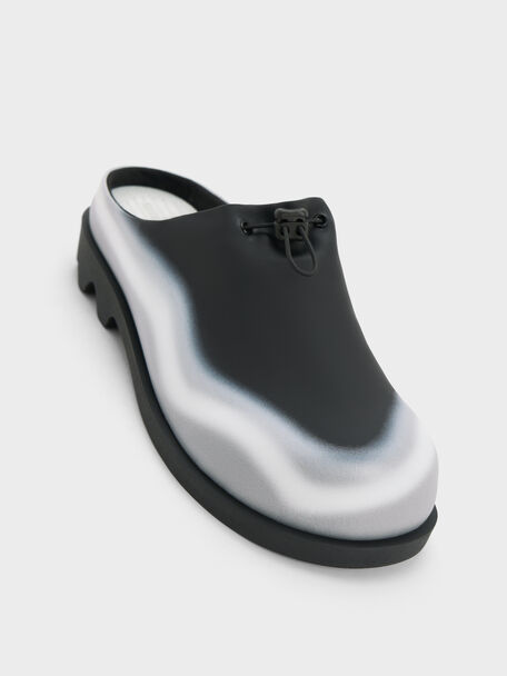 Gradient Wave Slip-On Mules, Black, hi-res