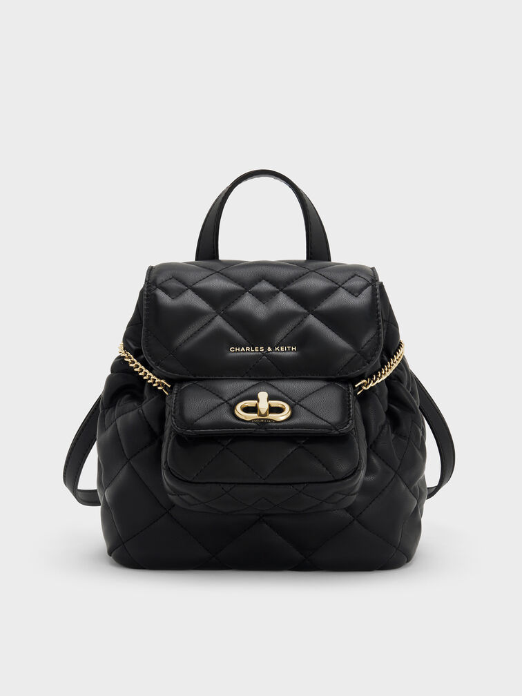 Aubrielle Quilted Backpack, Black, hi-res