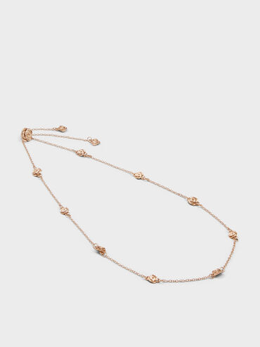 Rosalind Flower-Motif Necklace, Brushed Rose Gold, hi-res