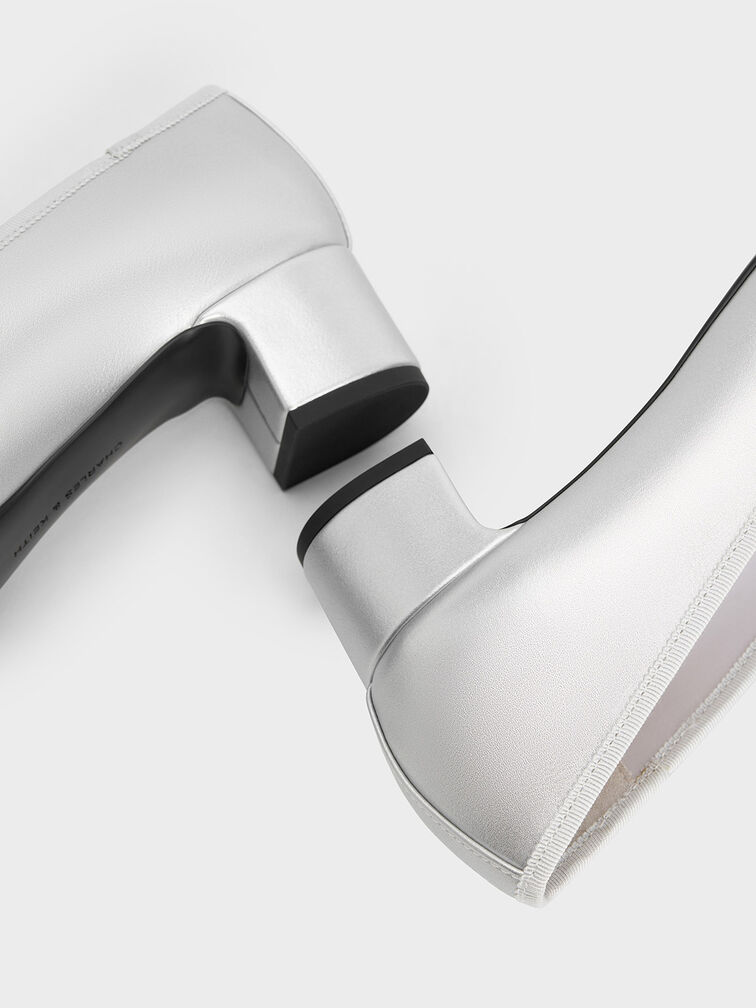 Glennis Bow Ballet Pumps, Silver, hi-res
