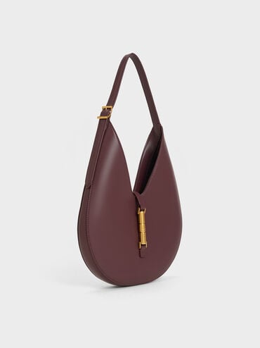 Cesia Metallic-Accent Hobo Bag, Wineberry Red, hi-res