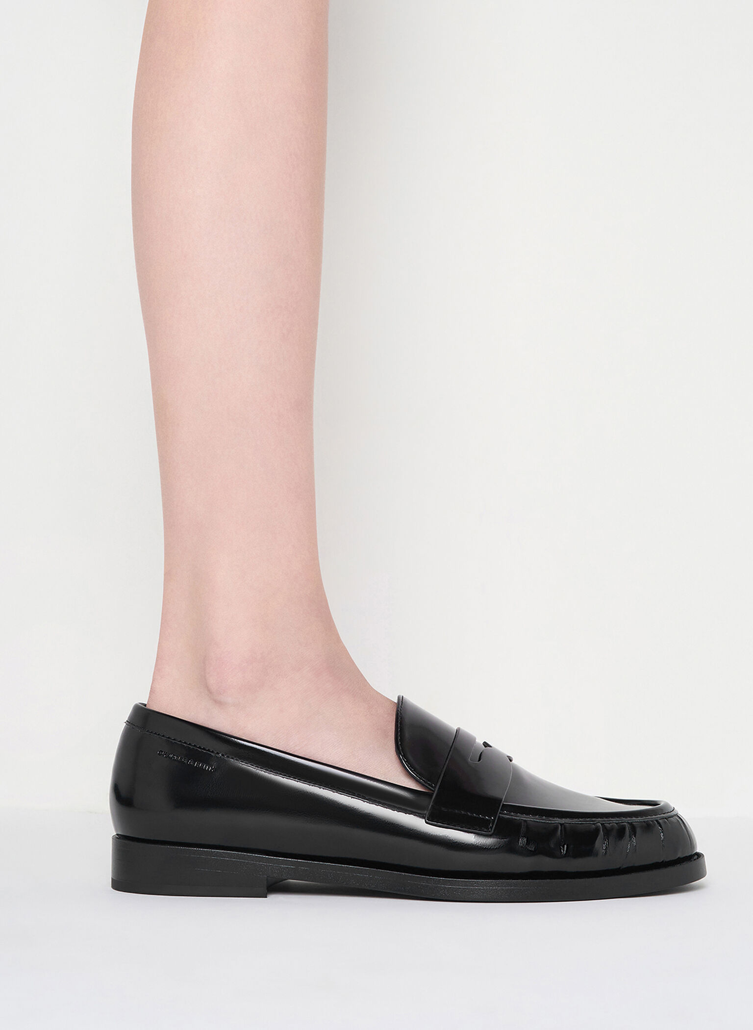 Ruched Penny Loafers, Black Box, hi-res
