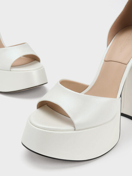 Michelle Leather Platform Sandals, White, hi-res