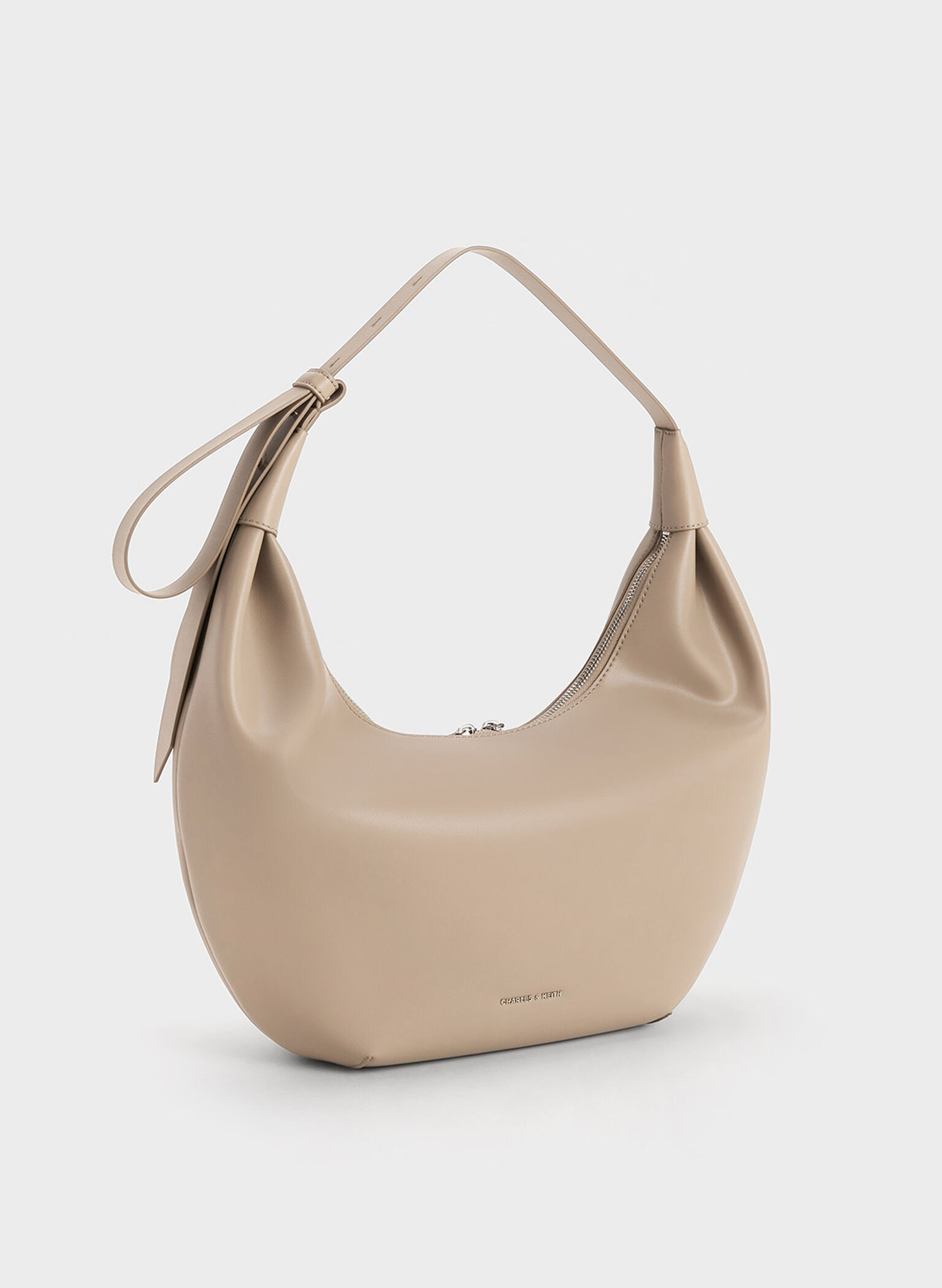 Odella Curved Hobo Bag, Taupe, hi-res